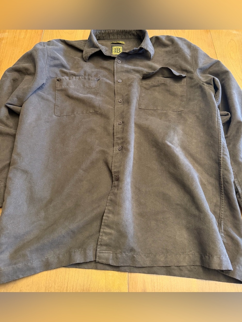 Men's Chocolate Brown Bruno Suede MF Button-Up | L - Picture 2 of 7
